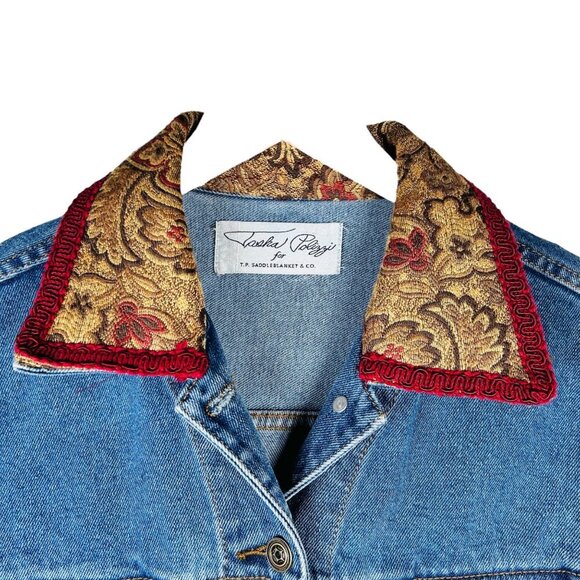 Tasha Polizzi TP Saddleblanket Jean Jacket Western Denim Rodeo Boho - Picture 3 of 9